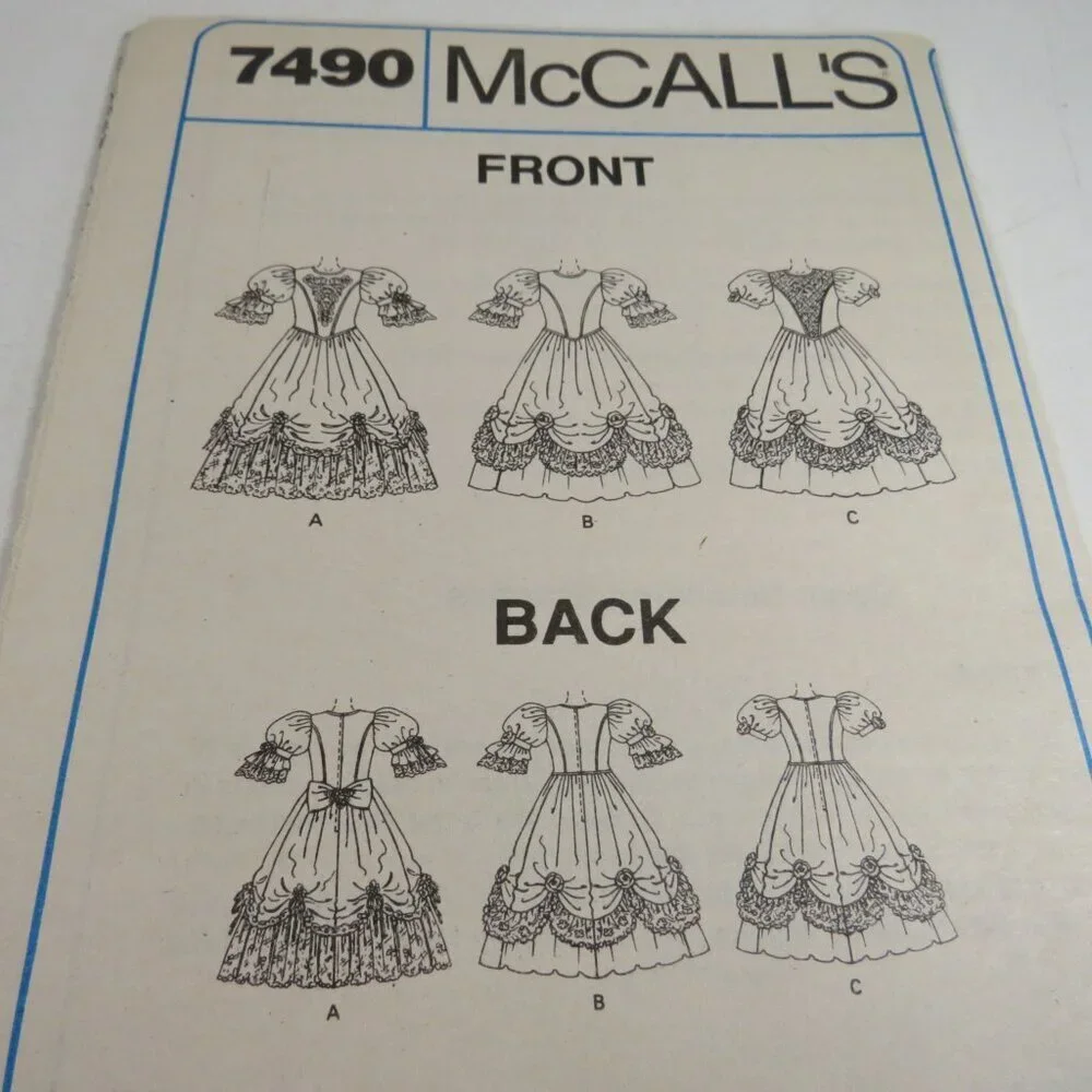 McCalls 7490 Clothing Sewing Pattern Formal Dress, Princess Dress Size 5 UNCUT